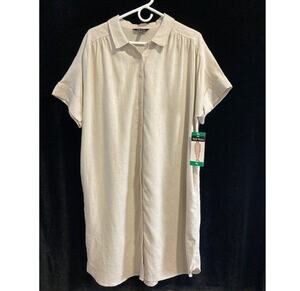 Well Worn women's cream colored, long, oversized shirt dress